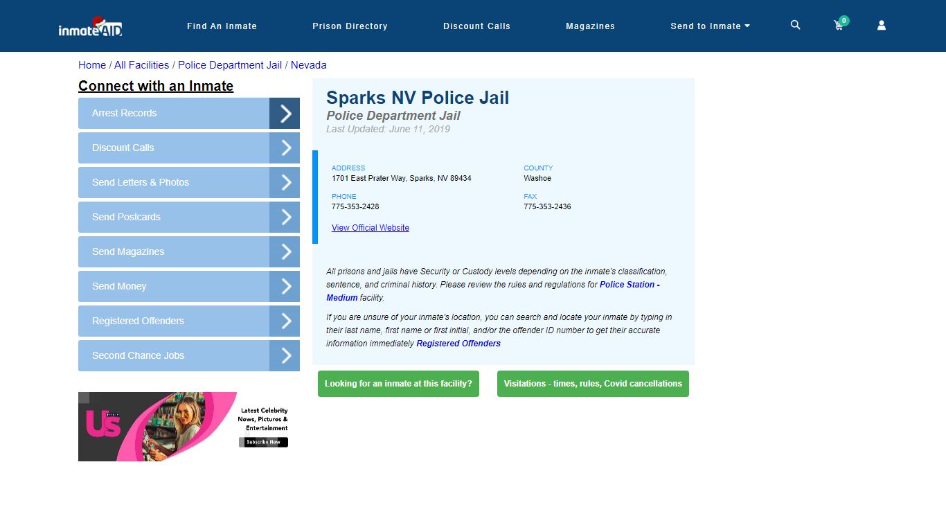 Sparks NV Police Jail & Inmate Search - Sparks, NV
